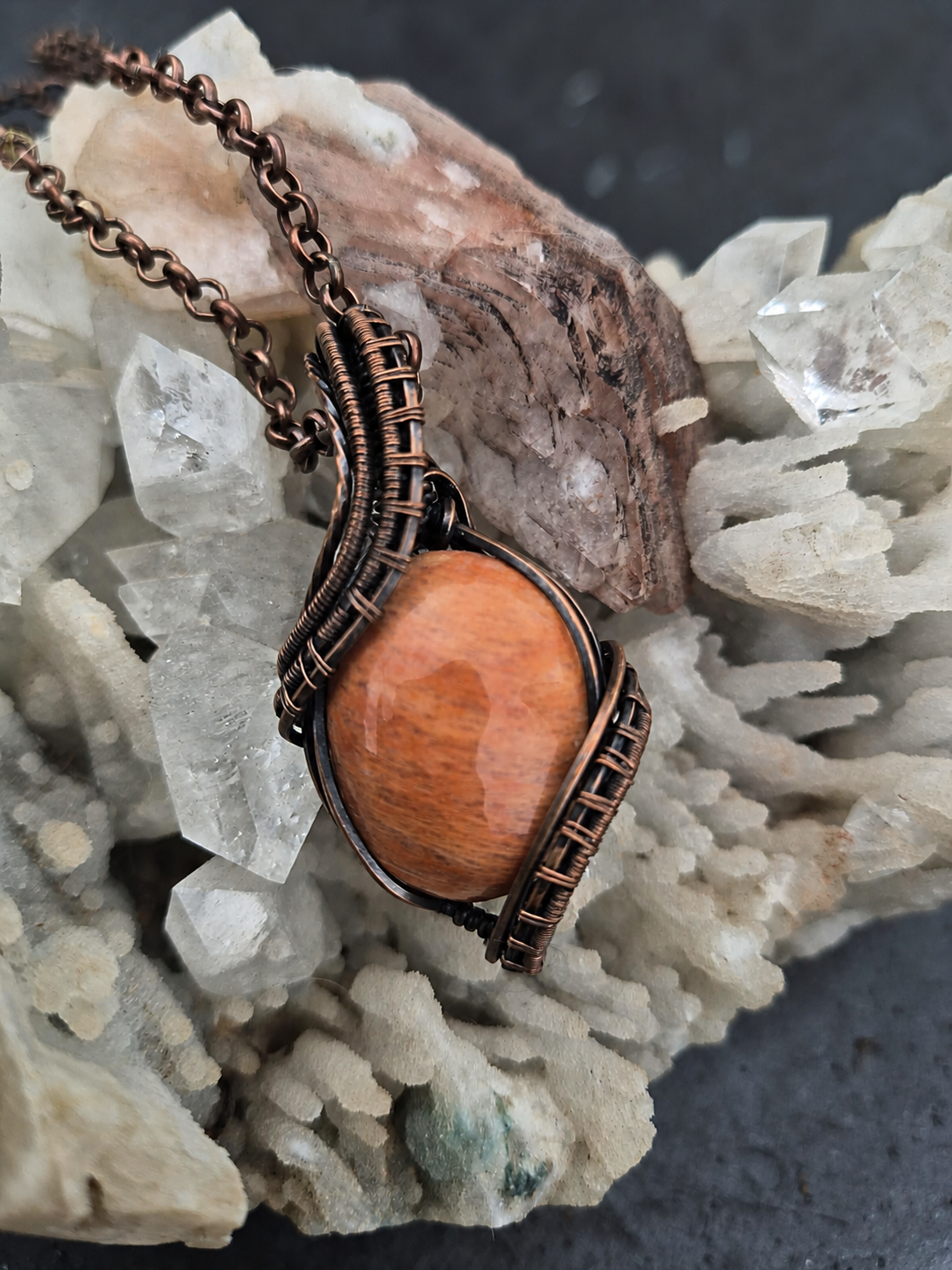 Peach Moonstone Pendant detail view